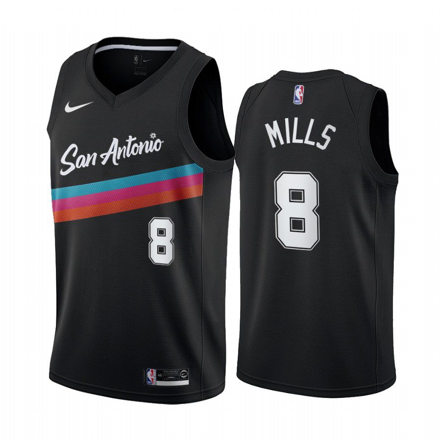 Men San Antonio Spurs #8 patty mills black city edition fiesta colors 2020 nba jersey->san antonio spurs->NBA Jersey